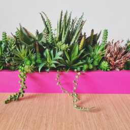 Faux Succulent Planter Artificial Foliage Wooden Centrepiece, Natural Modern Home Decor - thumbnail 4