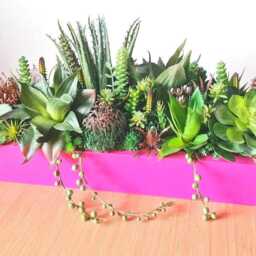 Faux Succulent Planter Artificial Foliage Wooden Centrepiece, Natural Modern Home Decor - thumbnail 2