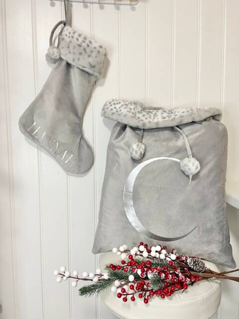 Personalised Luxury Velvet Christmas Sack & Stocking Set, Present Sack, Stocking, Decoration, Gift For Her - image 1