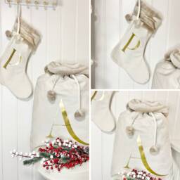 Personalised Luxury Velvet Christmas Sack & Stocking Set, Present Sack, Stocking, Decoration, Gift For Her - thumbnail 4