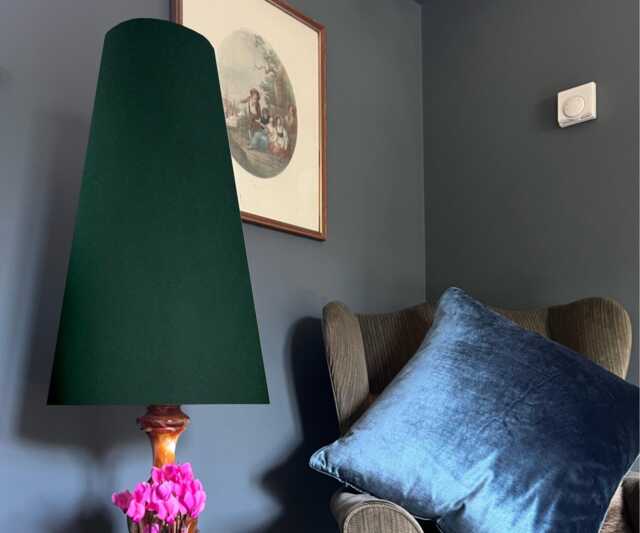 Green Velvet Cone Lampshade, Extra Tall Bottle - image 1