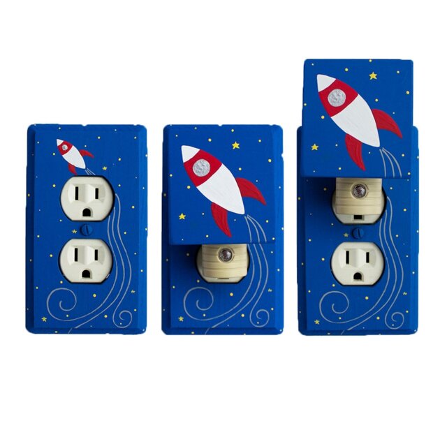 Set Of Night Light With Matching Outlet Or Gfi Cover Plate - Hand Painted in Any Theme Led Automatic Sensor - image 1