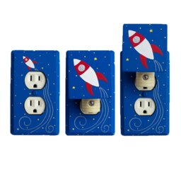 Set Of Night Light With Matching Outlet Or Gfi Cover Plate - Hand Painted in Any Theme Led Automatic Sensor - thumbnail 1