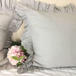 stone Grey Ruffle Pillow Covers, Pillow Case, Linen Sham, Euro Sham In - thumbnail 3