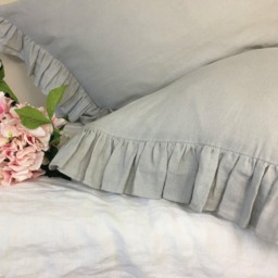stone Grey Ruffle Pillow Covers, Pillow Case, Linen Sham, Euro Sham In - thumbnail 2