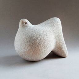 Ceramic Sculpture - Dove, Raku Ceramics, Natural, White Bird, Art, Poultry, Christmas Present, Original Gift, Bird Collection, Garden - thumbnail 3
