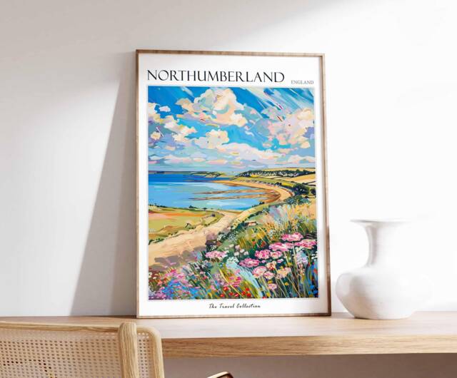 Northumberland Coast Travel Poster British Home Decor - image 1