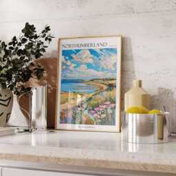 Northumberland Coast Travel Poster British Home Decor - thumbnail 2
