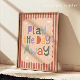 Play The Day Away in Bright Colours, Quote Print With Scalloped Border, Children's Nursery Bedroom Decor, Teen Wall Art - thumbnail 2