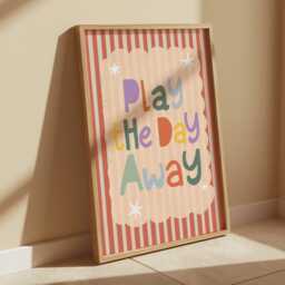 Play The Day Away in Bright Colours, Quote Print With Scalloped Border, Children's Nursery Bedroom Decor, Teen Wall Art - thumbnail 3