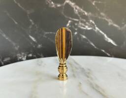 Tiger's Eye Rock Lamp Finials With Shiny Brass Hardware & Gold Plated Edges - A Single Finial Or Matching Pair - thumbnail 1
