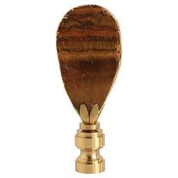 Tiger's Eye Rock Lamp Finials With Shiny Brass Hardware & Gold Plated Edges - A Single Finial Or Matching Pair - thumbnail 4