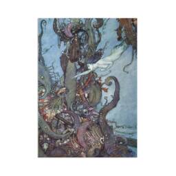 Mermaid Vintage Art Print Poster Wall Antique Book Quirky Illustration Fairy Tale Edmund Dulac Princess Victorian Edwardian Beautiful A3 - thumbnail 1