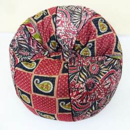 Handmade Floral Cotton Bean Bag Chair Bohemian Embroidered Ottoman Pouf - thumbnail 2