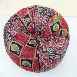 Handmade Floral Cotton Bean Bag Chair Bohemian Embroidered Ottoman Pouf - thumbnail 3