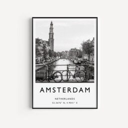 Amsterdam Canal Print Black & White Vintage Travel Photography - thumbnail 2