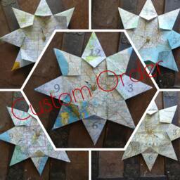 Origami Map Paper Wall Clock Any City, 1st Anniversary, Graduation, Travel, Destination, Wedding, Zero Waste, Eco, Sustainable, Homecoming - thumbnail 1