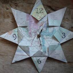 Origami Map Paper Wall Clock Any City, 1st Anniversary, Graduation, Travel, Destination, Wedding, Zero Waste, Eco, Sustainable, Homecoming - thumbnail 4