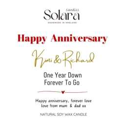 Personalised Anniversary Soy Candle Gift, One Year Down Forever To Go - thumbnail 2