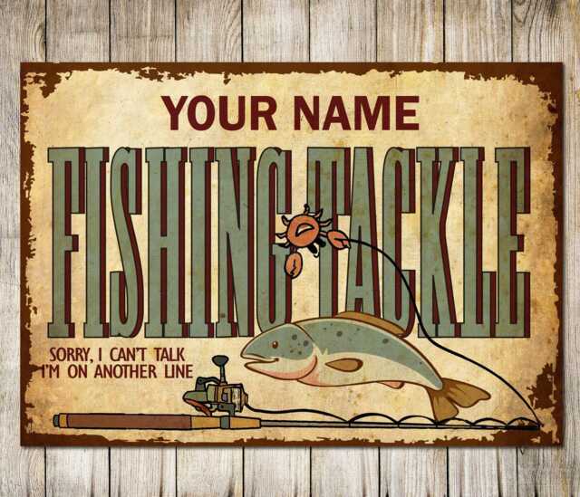 Personalized Fishing Tackle Metal Sign, Funny Man Cave Decor - image 1