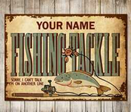 Personalized Fishing Tackle Metal Sign, Funny Man Cave Decor - thumbnail 1