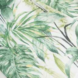 Botanical Curtains, White Linen & Blue Grey Green Floral Print Drapes, Custom Curtains With Large Leaves. Professionally Made To Measure - thumbnail 4