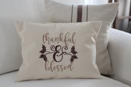 Thankful & Blessed - Thanksgiving Pillow Fall Home Decor Farmhouse - thumbnail 1