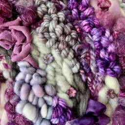 Purple Posies 18-Inch Round Woven Wall Hanging - thumbnail 4
