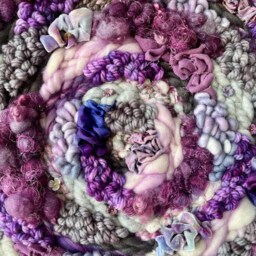 Purple Posies 18-Inch Round Woven Wall Hanging - thumbnail 3