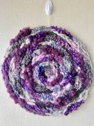 Purple Posies 18-Inch Round Woven Wall Hanging