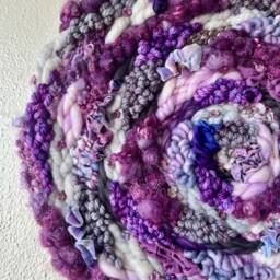 Purple Posies 18-Inch Round Woven Wall Hanging - thumbnail 2