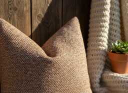 Woven Rust & Copper Throw Pillow Cover, Textured Cushion Boho Neutral Decor - Duties Paid Usa - thumbnail 1