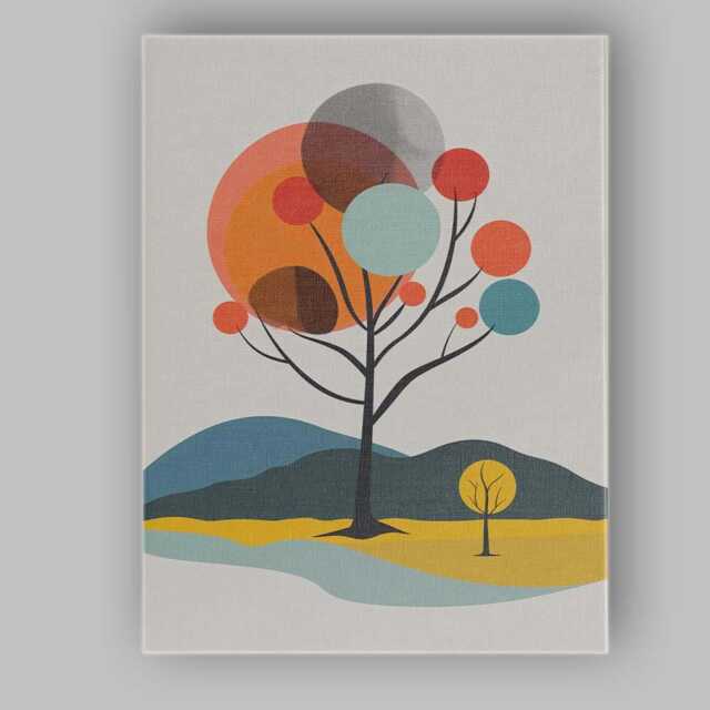 Modern Abstract Tree Landscape Geometric Shapes Canvas Wall Art Print Decor Picture Ready To Hang - image 1