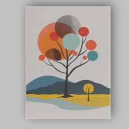 Modern Abstract Tree Landscape Geometric Shapes Canvas Wall Art Print Decor Picture Ready To Hang - thumbnail 1