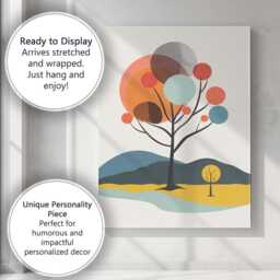 Modern Abstract Tree Landscape Geometric Shapes Canvas Wall Art Print Decor Picture Ready To Hang - thumbnail 3