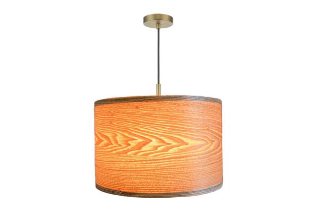 Large 30cm Wooden Ceiling Pendant Lampshade Made From Ash Tree Wood Veneer, Scandi Contemporary Light Shade With Matching Cord Cover Plate - image 1