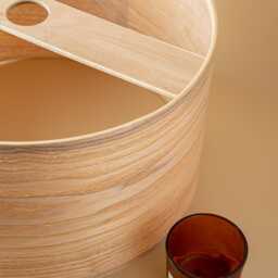 Large 30cm Wooden Ceiling Pendant Lampshade Made From Ash Tree Wood Veneer, Scandi Contemporary Light Shade With Matching Cord Cover Plate - thumbnail 2