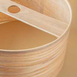 Large 30cm Wooden Ceiling Pendant Lampshade Made From Ash Tree Wood Veneer, Scandi Contemporary Light Shade With Matching Cord Cover Plate - thumbnail 3