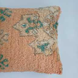 Moroccan Wool Cushion Cover, Handmade Berber Pillow, Multicoloured Vintage Rug Cushion, Tribal Throw 20''x20''/53x53 cm - thumbnail 2
