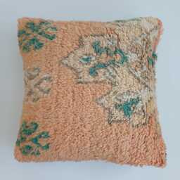 Moroccan Wool Cushion Cover, Handmade Berber Pillow, Multicoloured Vintage Rug Cushion, Tribal Throw 20''x20''/53x53 cm - thumbnail 1