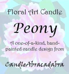 Hand-Painted Peony Soy Candle, Floral Art With Wood Wick - thumbnail 4