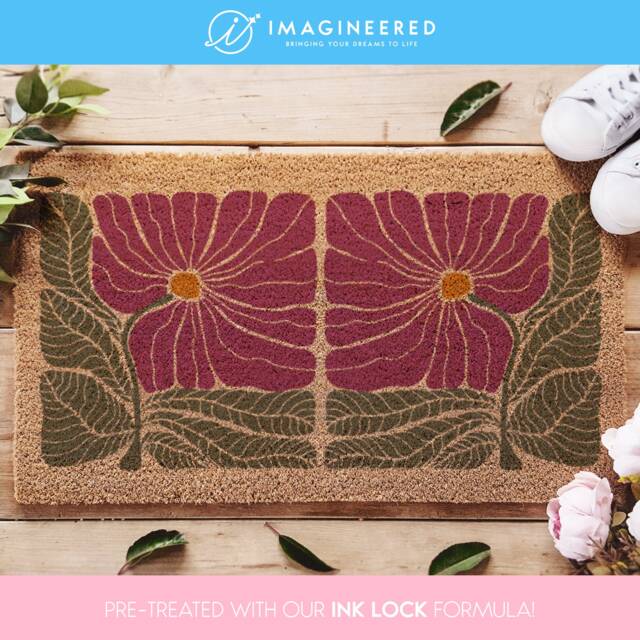 Chic Retro Floral Entryway Rug, Mid Century Modern Style, Unique Welcome Mat, Vintage-Inspired Design - image 1