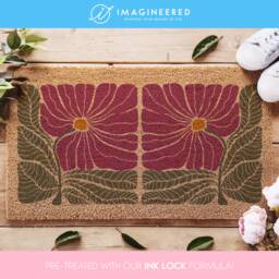 Chic Retro Floral Entryway Rug, Mid Century Modern Style, Unique Welcome Mat, Vintage-Inspired Design - thumbnail 1