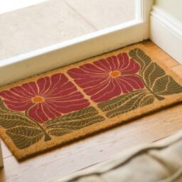 Chic Retro Floral Entryway Rug, Mid Century Modern Style, Unique Welcome Mat, Vintage-Inspired Design - thumbnail 2