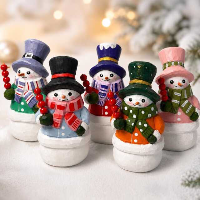 Whimsical Wooden Snowman Figurine - Hand Carved Winter Decor Rustic Christmas Ornament Tanghulu Cozy Holiday Gift For Her - image 1