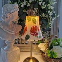 Cordless Touch Lamp. Beautiful Emma Bridgewater Inspired Roses Led Rechargeable Wireless Lamp.four Stand Colours Available - thumbnail 2