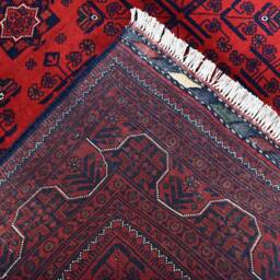 Hand-Knotted Afghan Bukhara Wool Rug - 6.6 X 5.0 Ft - thumbnail 4