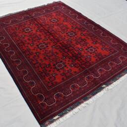 Hand-Knotted Afghan Bukhara Wool Rug - 6.6 X 5.0 Ft - thumbnail 2
