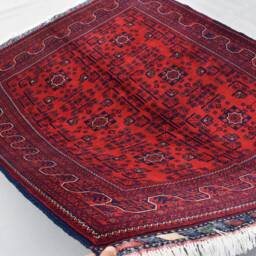 Hand-Knotted Afghan Bukhara Wool Rug - 6.6 X 5.0 Ft - thumbnail 3