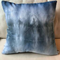 White Denim, Misty Blue & Grey Hand Dyed With Stitch Detail, Set Of 2 - thumbnail 2